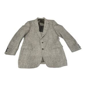 VTG Stafford Harris Tweed Blazer Men 46R Brown Herringbone Tweed Scottish Wool